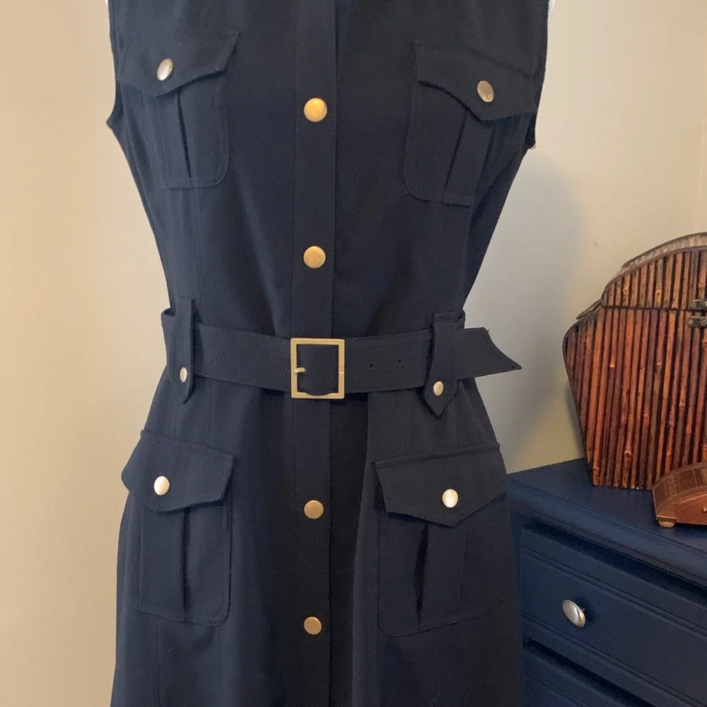 Calvin Klein Black Sleeveless Dress with Belt - Picture 6 of 14